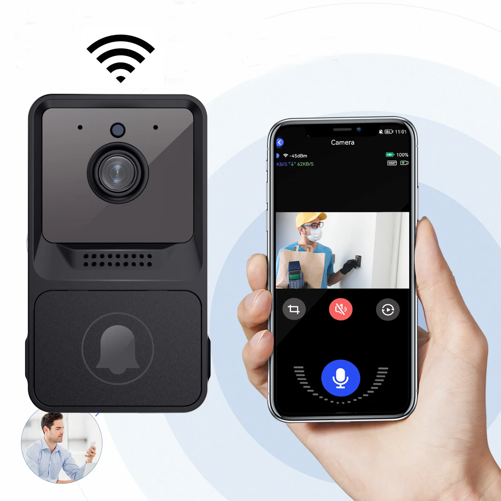 Wireless Doorbell Camera Wifi  - Home Security Ring Camera ulasan dan harga