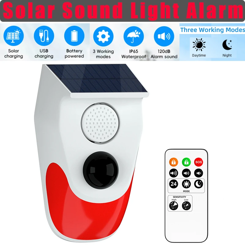 Solar Sound Light Alarm Wirele - Alarm Siren Outdoor ulasan dan harga