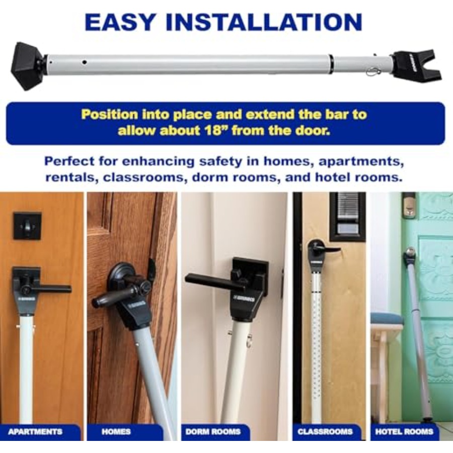 Door Security Bar - Adjustable - Home Security Jammers ulasan dan harga