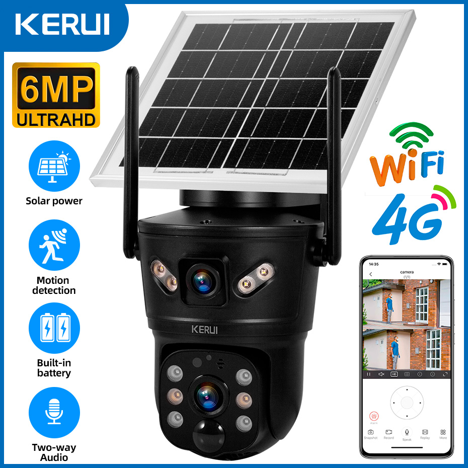 KERUI Outdoor 6MP Solar Camera - Home Security Wifi Camera ulasan dan harga